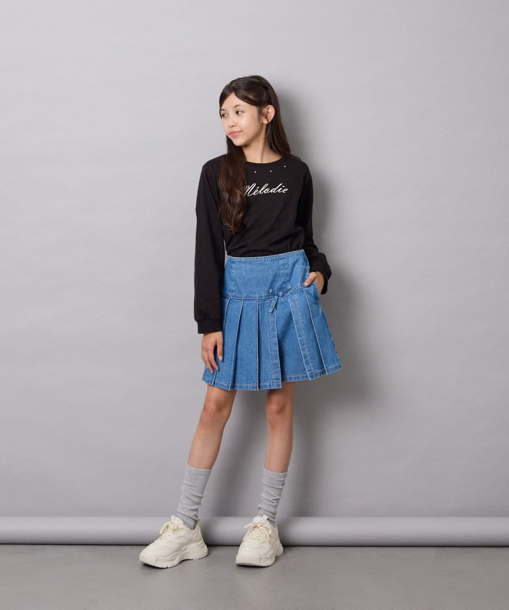 KJKJD04026 a.v.v KIDS(アー・ヴェ・ヴェ) [130-160]【毛玉になりにくい】ロゴロンT ブラック
