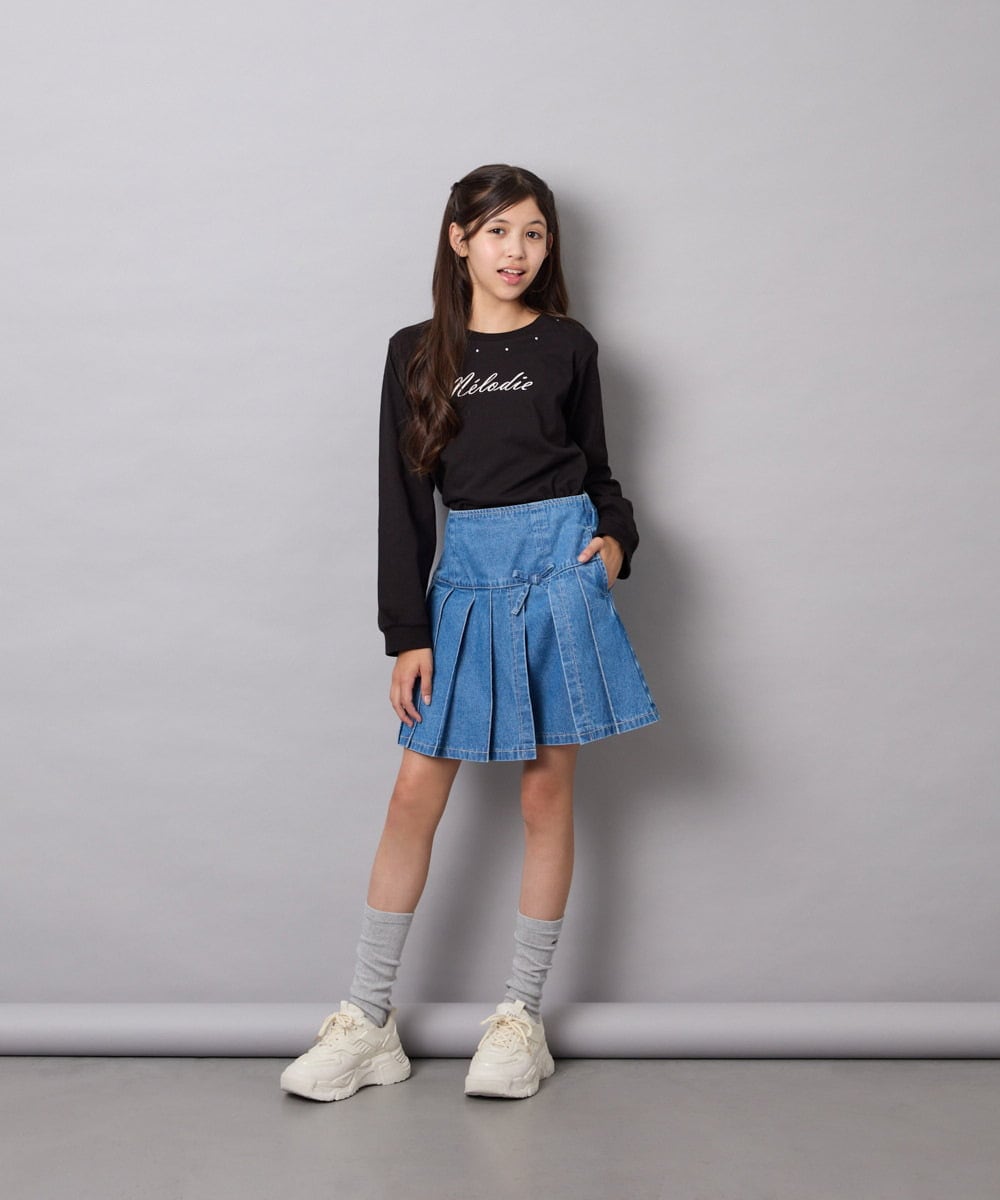 KJKJD04026 a.v.v KIDS(アー・ヴェ・ヴェ) [130-160]【毛玉になりにくい】ロゴロンT ブラック