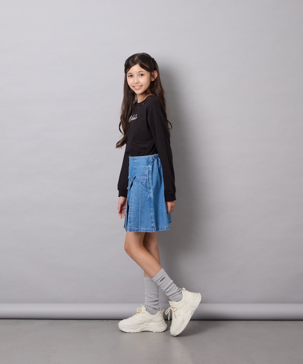 KJKJD04026 a.v.v KIDS(アー・ヴェ・ヴェ) [130-160]【毛玉になりにくい】ロゴロンT ブラック