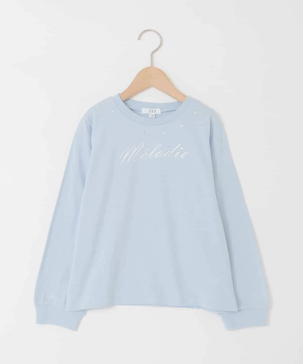 KJKJD04026 a.v.v KIDS(アー・ヴェ・ヴェ) [130-160]【毛玉になりにくい】ロゴロンT ライトブルー