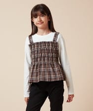 KJKJV36034 a.v.v KIDS(アー・ヴェ・ヴェ) [100-160]シャーリングビスチェドッキングトップス ベージュ