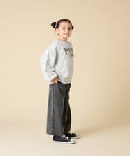 KJKKA34034 a.v.v KIDS(アー・ヴェ・ヴェ) [130-160]【袖デザイン/プリントロゴ＋パール調デザイン/通学にもオススメ】レーステープ裏毛トレーナー グレー