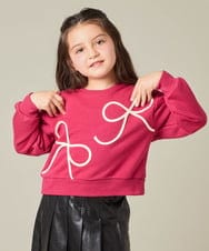 KJKLA41034 a.v.v KIDS(アー・ヴェ・ヴェ) [120-160]【立体リボンがカワイイ/通学にもオススメ】リボンテープ裏毛トレーナー アイボリー