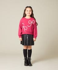 KJKLA41034 a.v.v KIDS(アー・ヴェ・ヴェ) [120-160]【立体リボンがカワイイ/通学にもオススメ】リボンテープ裏毛トレーナー アイボリー