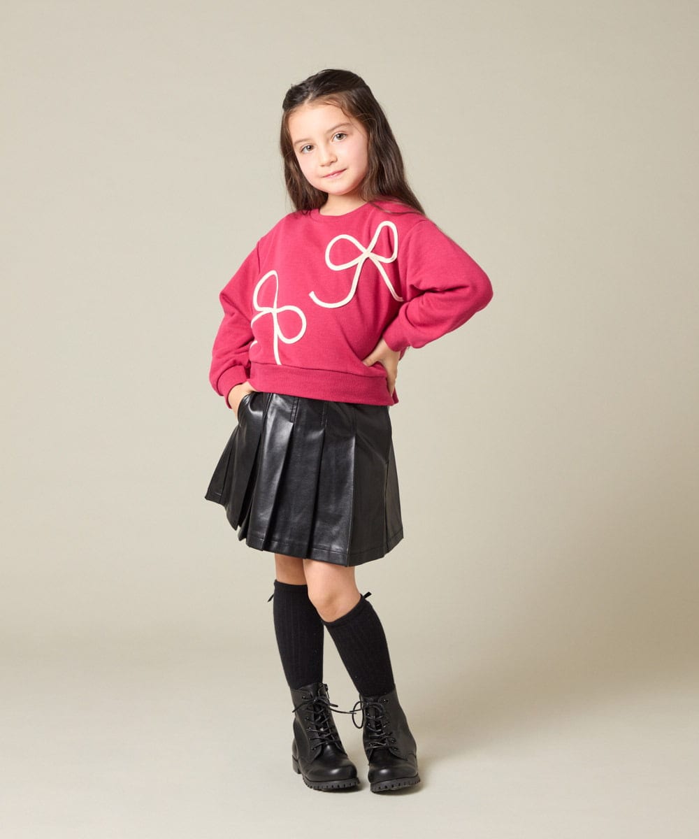 KJKLA41034 a.v.v KIDS(アー・ヴェ・ヴェ) [120-160]【立体リボンがカワイイ/通学にもオススメ】リボンテープ裏毛トレーナー アイボリー