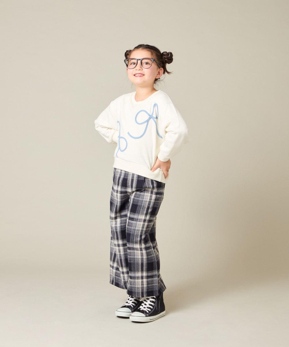 KJKLA41034 a.v.v KIDS(アー・ヴェ・ヴェ) [120-160]【立体リボンがカワイイ/通学にもオススメ】リボンテープ裏毛トレーナー アイボリー