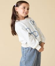 KJKLA41034 a.v.v KIDS(アー・ヴェ・ヴェ) [120-160]【立体リボンがカワイイ/通学にもオススメ】リボンテープ裏毛トレーナー アイボリー