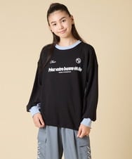 KJKLA42039 a.v.v KIDS(アー・ヴェ・ヴェ) [130-160]【切り替えバイカラー/スポーティ】配色切り替えロゴトレーナー グリーン