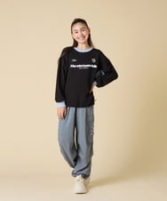 KJKLA42039 a.v.v KIDS(アー・ヴェ・ヴェ) [130-160]【切り替えバイカラー/スポーティ】配色切り替えロゴトレーナー グリーン