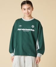 KJKLA42039 a.v.v KIDS(アー・ヴェ・ヴェ) [130-160]【切り替えバイカラー/スポーティ】配色切り替えロゴトレーナー グリーン