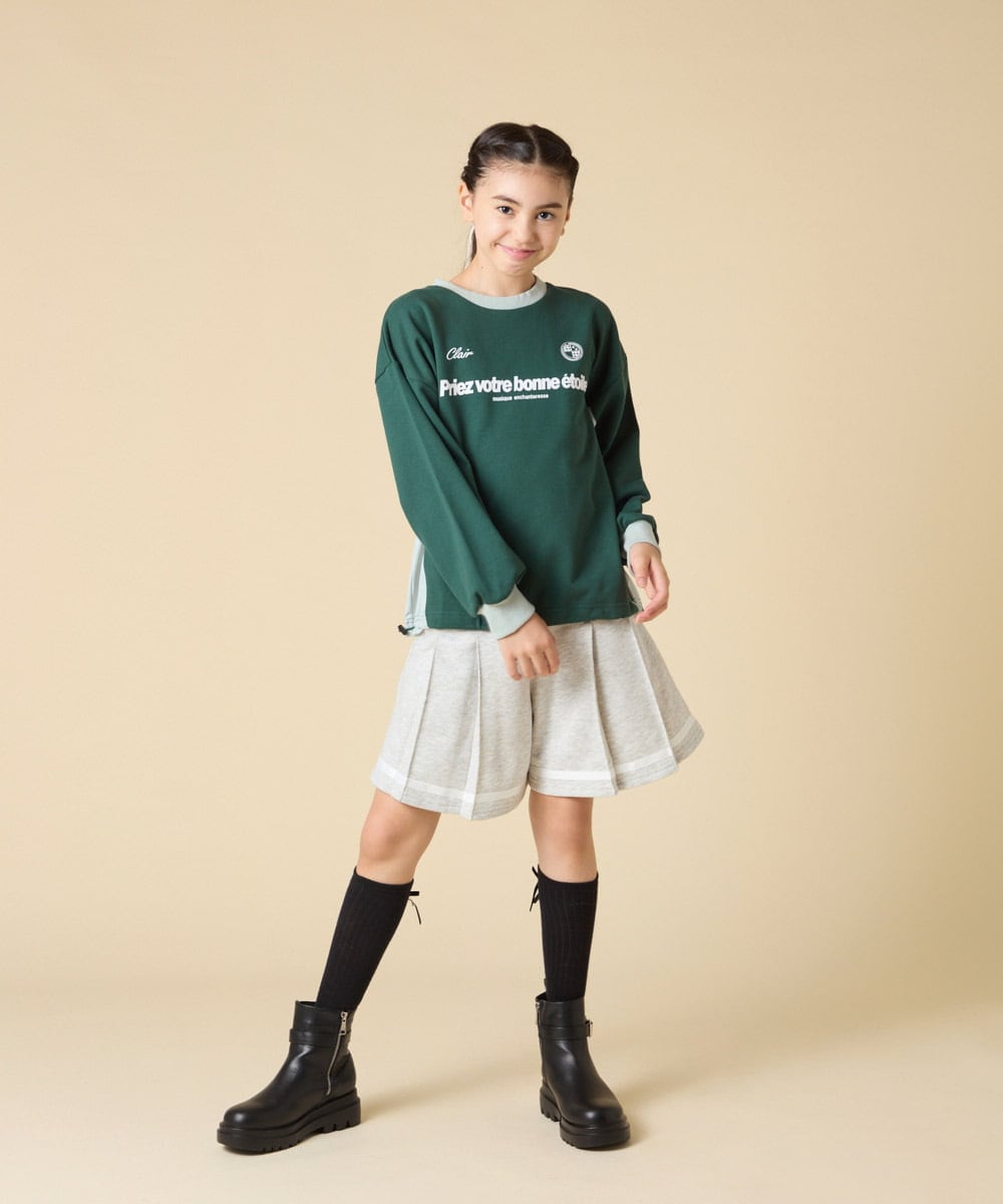 KJKLA42039 a.v.v KIDS(アー・ヴェ・ヴェ) [130-160]【切り替えバイカラー/スポーティ】配色切り替えロゴトレーナー グリーン