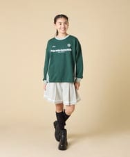 KJKLA42039 a.v.v KIDS(アー・ヴェ・ヴェ) [130-160]【切り替えバイカラー/スポーティ】配色切り替えロゴトレーナー グリーン