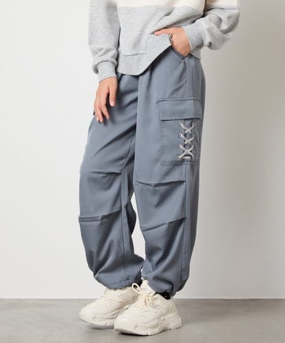 KJLAD37049  【大人気！/追加生産/裾が絞れる】[130-160]サイドレースアップカーゴパンツ