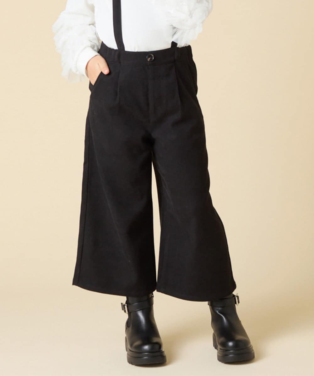 KJLAD40039 a.v.v KIDS(アー・ヴェ・ヴェ) [120-160]【人気の定番パンツ/通学にもオススメ/後ろゴムで楽ちん/取り外し可能サスペンダー】サス付きワイドパンツ ブラック