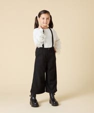 KJLAD40039 a.v.v KIDS(アー・ヴェ・ヴェ) [120-160]【人気の定番パンツ/通学にもオススメ/後ろゴムで楽ちん/取り外し可能サスペンダー】サス付きワイドパンツ ブラック