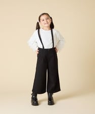 KJLAD40039 a.v.v KIDS(アー・ヴェ・ヴェ) [120-160]【人気の定番パンツ/通学にもオススメ/後ろゴムで楽ちん/取り外し可能サスペンダー】サス付きワイドパンツ ブラック