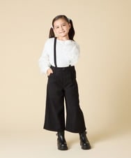 KJLAD40039 a.v.v KIDS(アー・ヴェ・ヴェ) [120-160]【人気の定番パンツ/通学にもオススメ/後ろゴムで楽ちん/取り外し可能サスペンダー】サス付きワイドパンツ ブラック