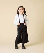KJLAD40039 a.v.v KIDS(アー・ヴェ・ヴェ) [120-160]【人気の定番パンツ/通学にもオススメ/後ろゴムで楽ちん/取り外し可能サスペンダー】サス付きワイドパンツ ブラック