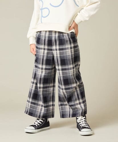 KJLAD41039 a.v.v KIDS [120-160]【定番人気！/取り外し可能サスペンダー/後ろゴムで楽ちん】サス付きチェックワイドパンツ
