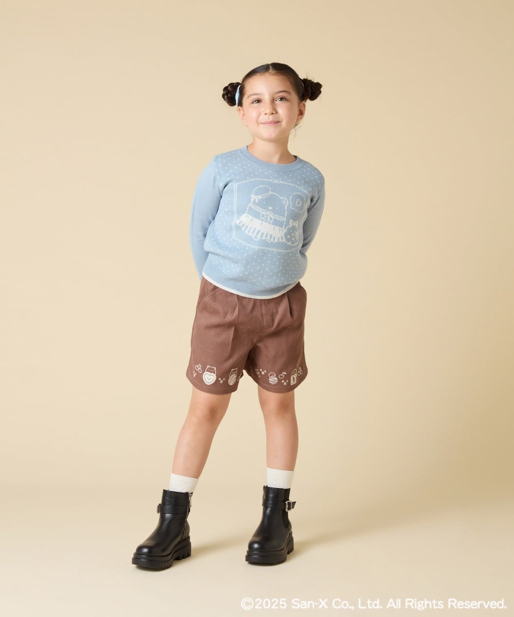 KJLAD80039 a.v.v KIDS(アー・ヴェ・ヴェ) [100-140]【a.v.v限定デザイン/刺繍のアート/後ろゴムで楽ちん】すみっコぐらし刺繍キュロット オレンジ