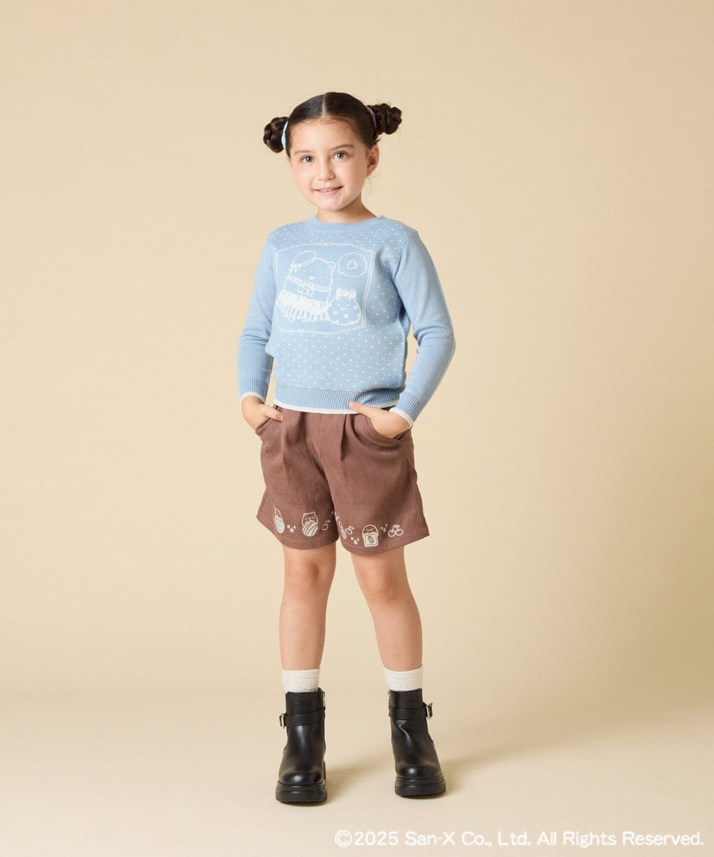 KJLAD80039 a.v.v KIDS(アー・ヴェ・ヴェ) [100-140]【a.v.v限定デザイン/刺繍のアート/後ろゴムで楽ちん】すみっコぐらし刺繍キュロット オレンジ