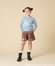 KJLAD80039 a.v.v KIDS(アー・ヴェ・ヴェ) [100-140]【a.v.v限定デザイン/刺繍のアート/後ろゴムで楽ちん】すみっコぐらし刺繍キュロット オレンジ
