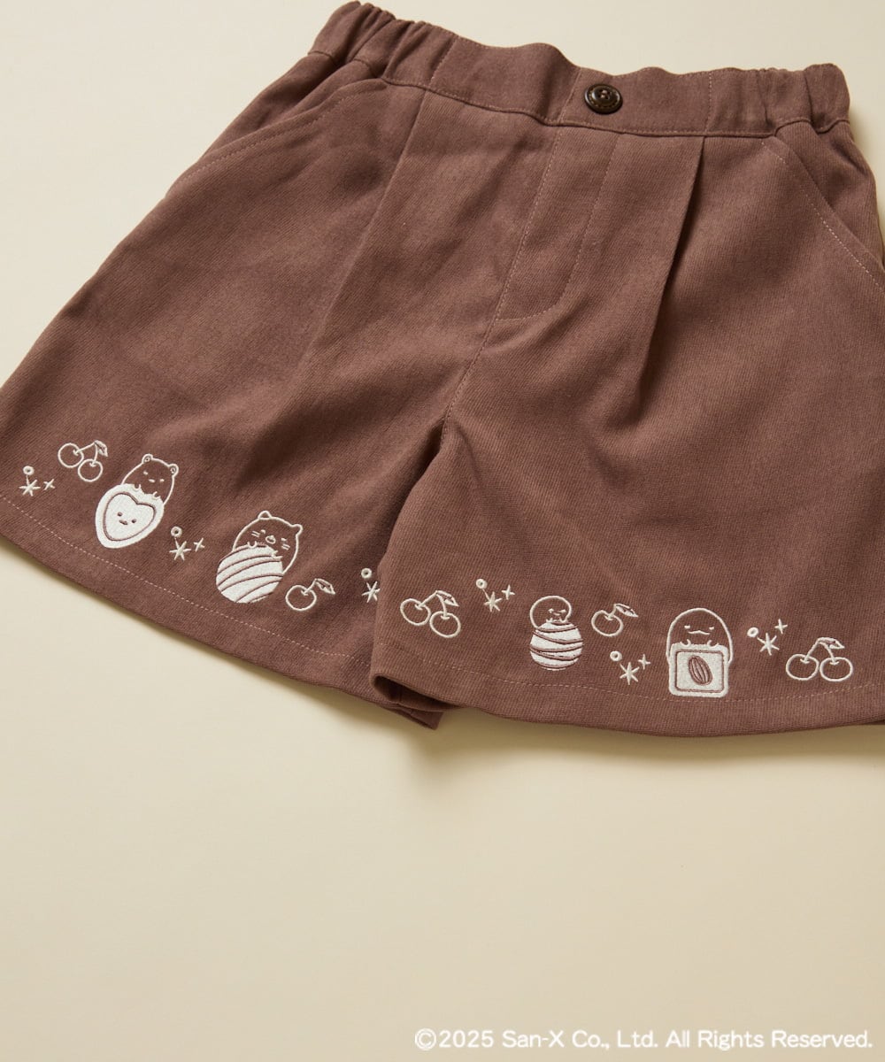 KJLAD80039 a.v.v KIDS(アー・ヴェ・ヴェ) [100-140]【a.v.v限定デザイン/刺繍のアート/後ろゴムで楽ちん】すみっコぐらし刺繍キュロット オレンジ