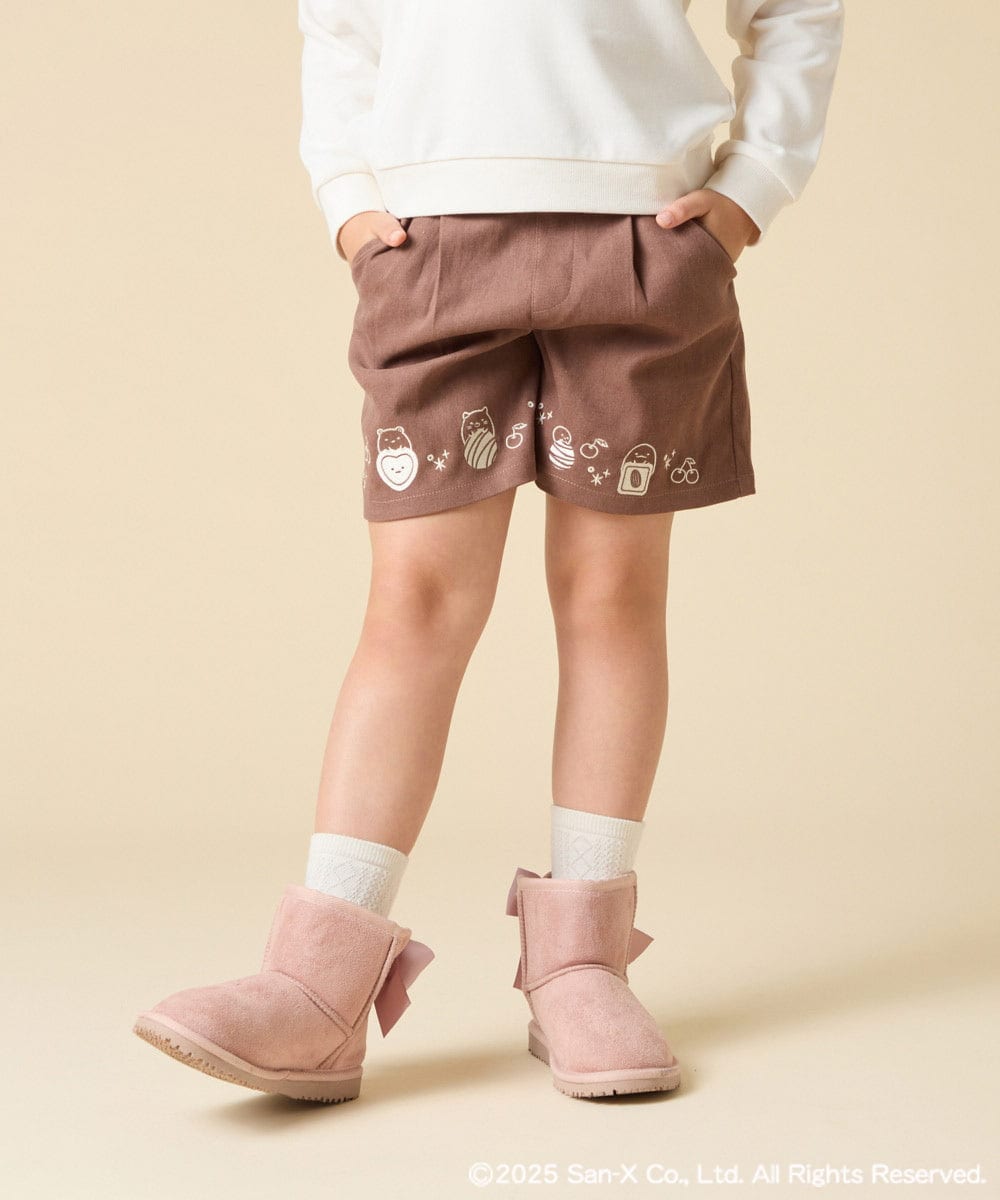 KJLAD80039 a.v.v KIDS(アー・ヴェ・ヴェ) [100-140]【a.v.v限定デザイン/刺繍のアート/後ろゴムで楽ちん】すみっコぐらし刺繍キュロット オレンジ