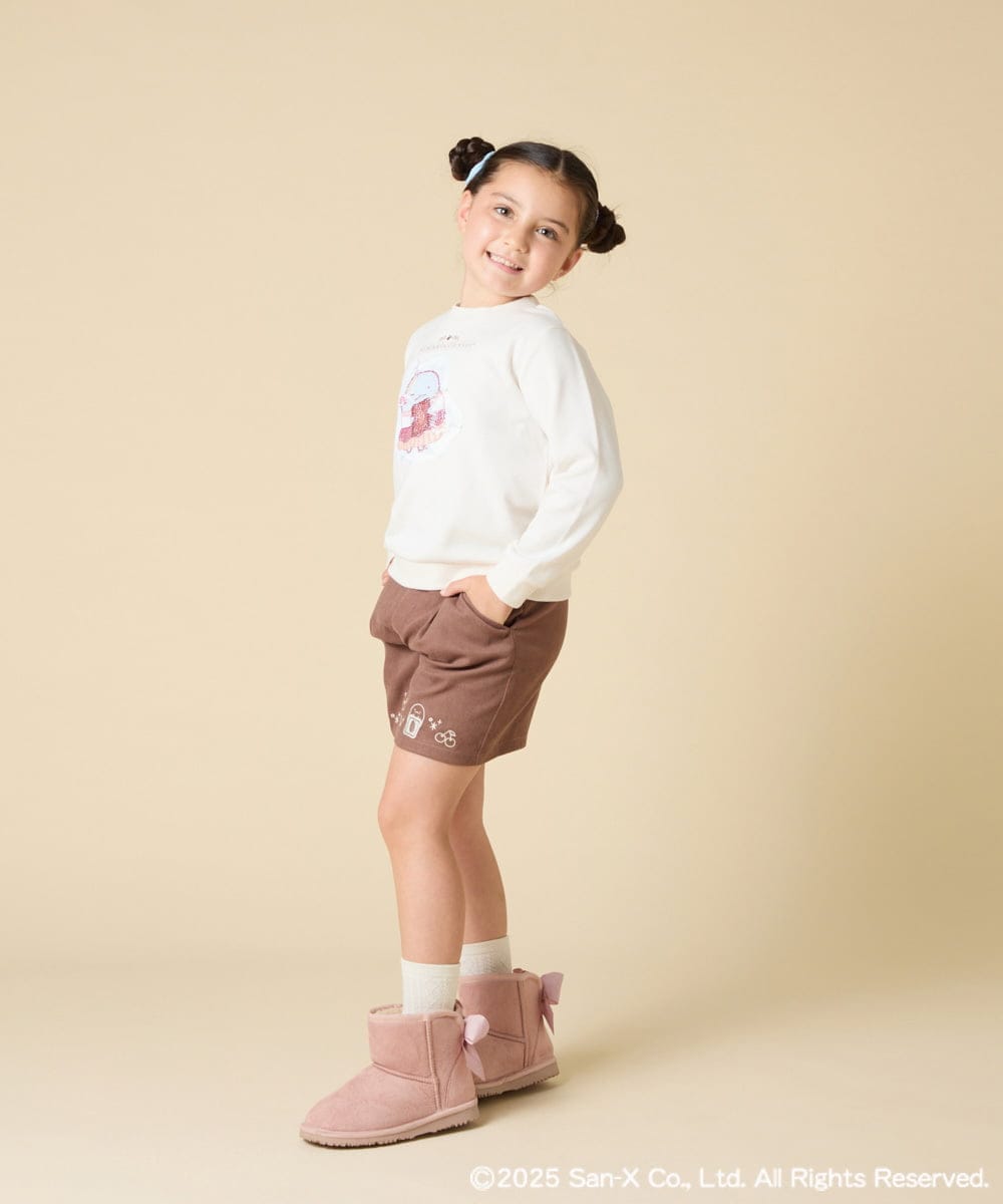 KJLAD80039 a.v.v KIDS(アー・ヴェ・ヴェ) [100-140]【a.v.v限定デザイン/刺繍のアート/後ろゴムで楽ちん】すみっコぐらし刺繍キュロット オレンジ