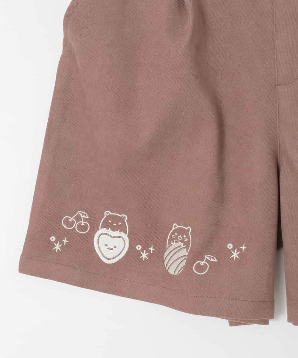 KJLAD80039 a.v.v KIDS(アー・ヴェ・ヴェ) [100-140]【a.v.v限定デザイン/刺繍のアート/後ろゴムで楽ちん】すみっコぐらし刺繍キュロット オレンジ