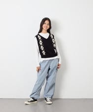 KJLAG06049 a.v.v KIDS(アー・ヴェ・ヴェ) [130-160]リボンポケットパラシュートパンツ ライトブルー