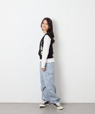KJLAG06049 a.v.v KIDS(アー・ヴェ・ヴェ) [130-160]リボンポケットパラシュートパンツ ライトブルー