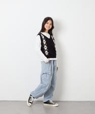 KJLAG06049 a.v.v KIDS(アー・ヴェ・ヴェ) [130-160]リボンポケットパラシュートパンツ ライトブルー