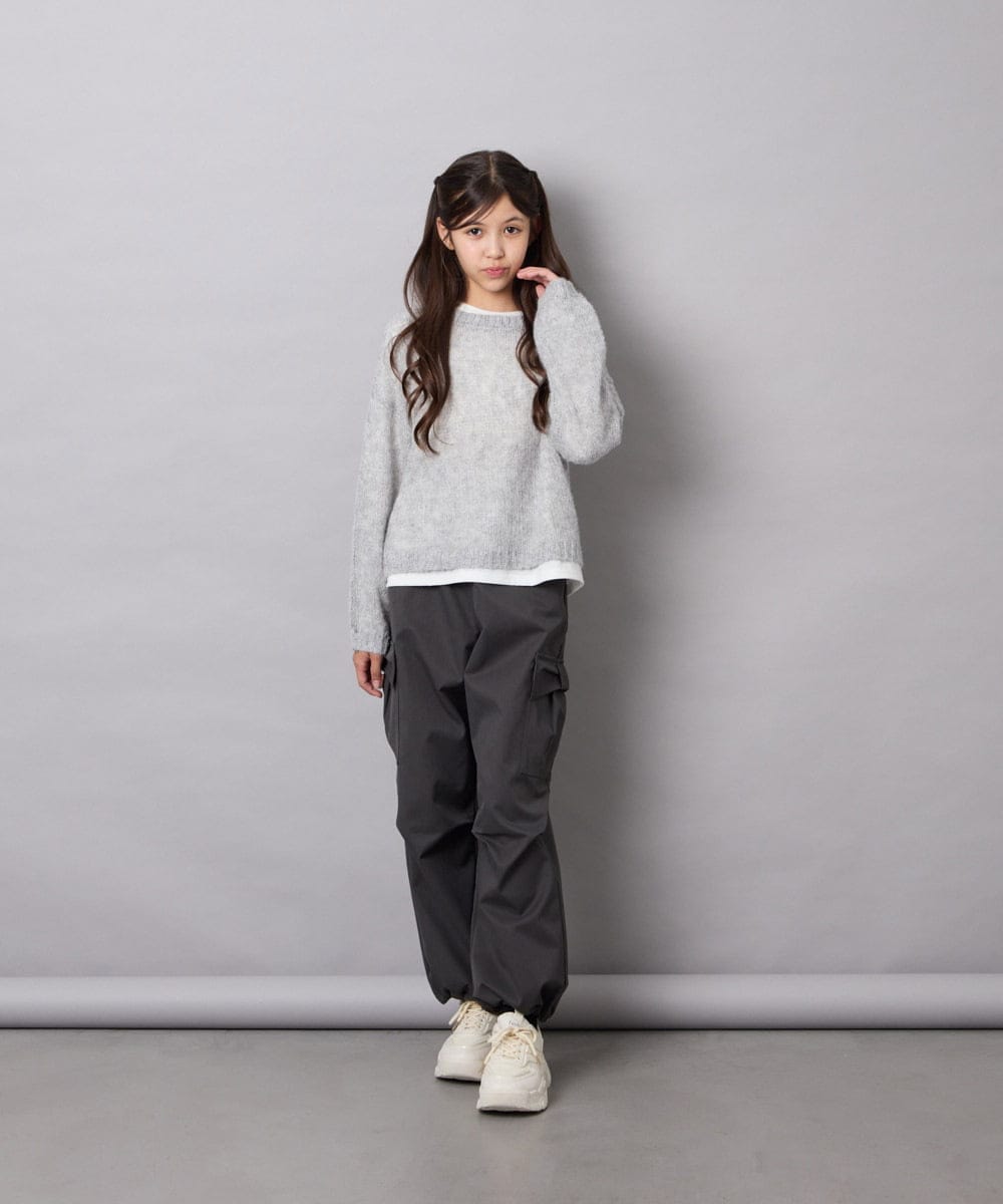 KJLAG06049 a.v.v KIDS(アー・ヴェ・ヴェ) [130-160]リボンポケットパラシュートパンツ ダークグレー
