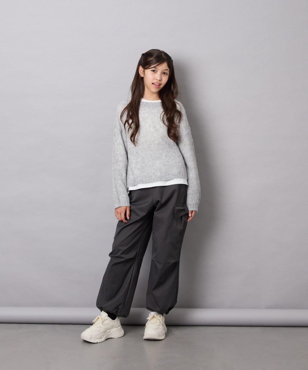 KJLAG06049 a.v.v KIDS(アー・ヴェ・ヴェ) [130-160]リボンポケットパラシュートパンツ ダークグレー