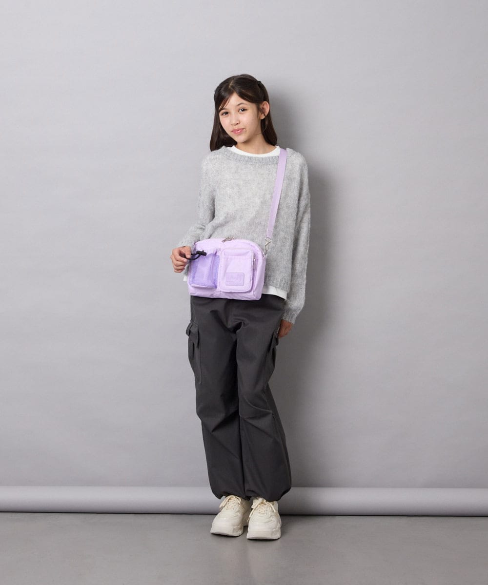 KJLAG06049 a.v.v KIDS(アー・ヴェ・ヴェ) [130-160]リボンポケットパラシュートパンツ ダークグレー