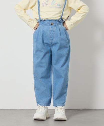 KJLFB25044 a.v.v KIDS [140-150]サス付きタックテーパードデニムパンツ