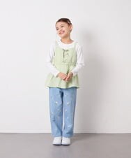 KJLFD30044 a.v.v KIDS(アー・ヴェ・ヴェ) [120-160]【選べるデザイン】デザインワイドストレートデニム ライトブルー