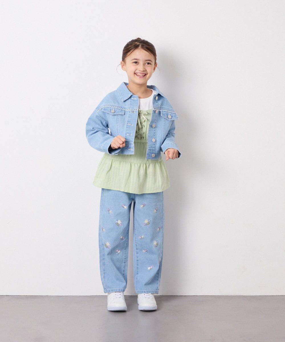 KJLFD30044 a.v.v KIDS(アー・ヴェ・ヴェ) [120-160]【選べるデザイン】デザインワイドストレートデニム ライトブルー