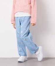 KJLFD30044 a.v.v KIDS(アー・ヴェ・ヴェ) [120-160]【選べるデザイン】デザインワイドストレートデニム ライトブルー