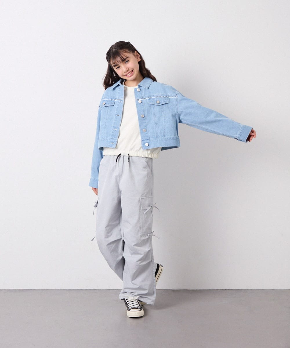 KJLFD32049 a.v.v KIDS(アー・ヴェ・ヴェ) [120-160]サイドリボンカーゴパンツ ライトブルー