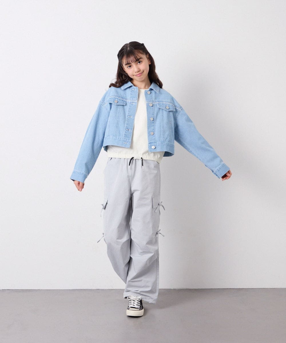 KJLFD32049 a.v.v KIDS(アー・ヴェ・ヴェ) [120-160]サイドリボンカーゴパンツ ライトブルー