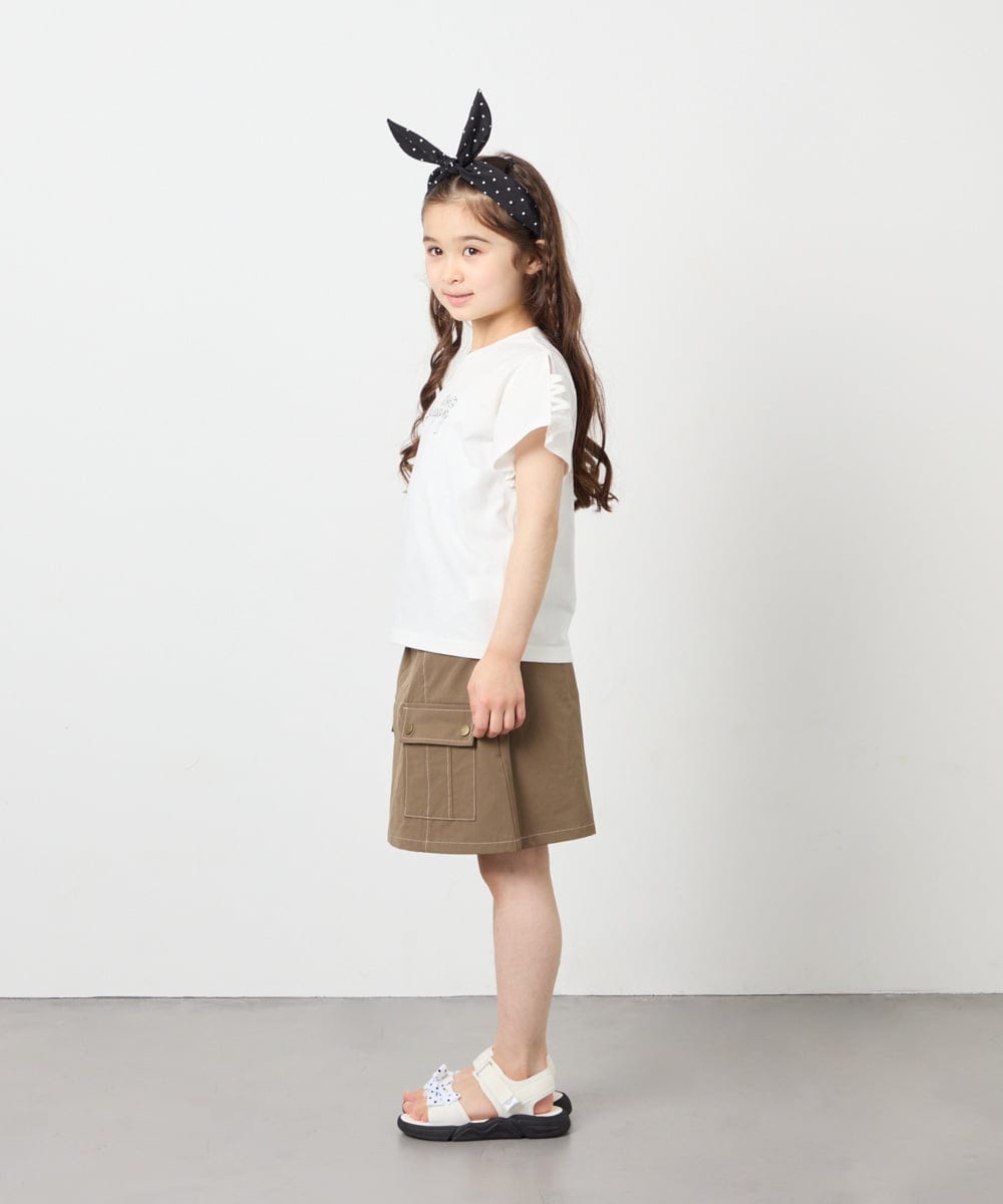 KJLFD41039 a.v.v KIDS(アー・ヴェ・ヴェ) [130-160]配色ステッチカーゴスカパン カーキ