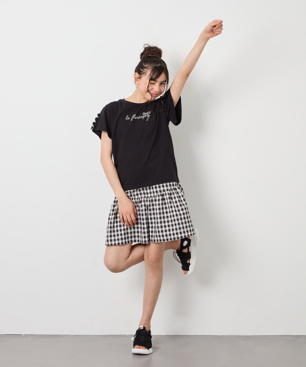 KJLFD45039 a.v.v KIDS(アー・ヴェ・ヴェ) [120-160][ママとお揃いコーデが叶う/セットアップ可能]ギャザーキュロット ブラック