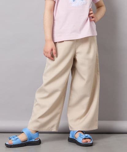 KJLGD01044  [120-160]【接触冷感】麻調サス付きワイドパンツ