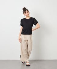 KJLGD01044 a.v.v KIDS(アー・ヴェ・ヴェ) [120-160]【接触冷感】麻調サス付きワイドパンツ ベージュ