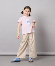 KJLGD01044 a.v.v KIDS(アー・ヴェ・ヴェ) [120-160]【接触冷感】麻調サス付きワイドパンツ ベージュ