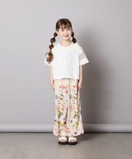 KJLGD63044 a.v.v KIDS(アー・ヴェ・ヴェ) [120-150]【ママとお揃いコーデが叶う】フラワープリントワイドパンツ アイボリー