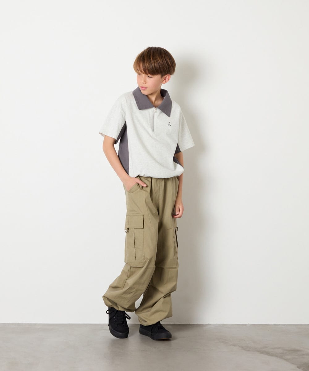 KJLHD91049 a.v.v KIDS(アー・ヴェ・ヴェ) [140-150]【男女兼用】パラシュートカーゴパンツ カーキ