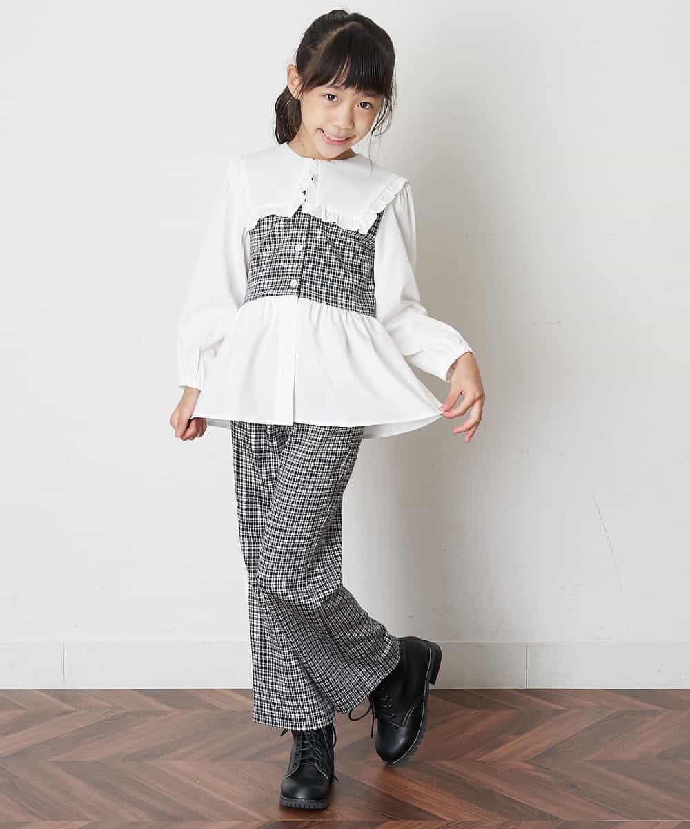 KJLJM26029 a.v.v KIDS(アー・ヴェ・ヴェ) [100-130]チェックガラカットソーパンツ ブラック